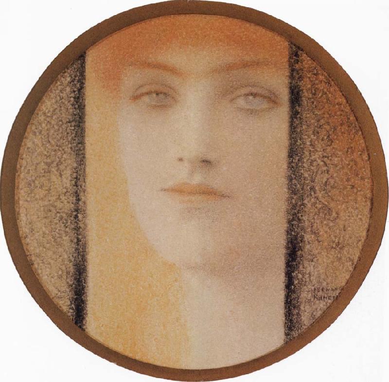 Fernand Khnopff Mask With a black curtain oil painting image
